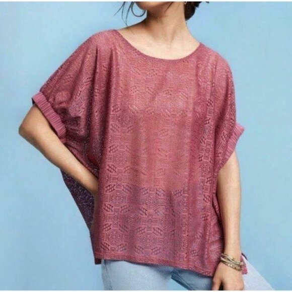 Akemi + Kin Anthropologie Bratton Lace Top Boho Oversized Womens Size XS/S - Picture 1 of 6
